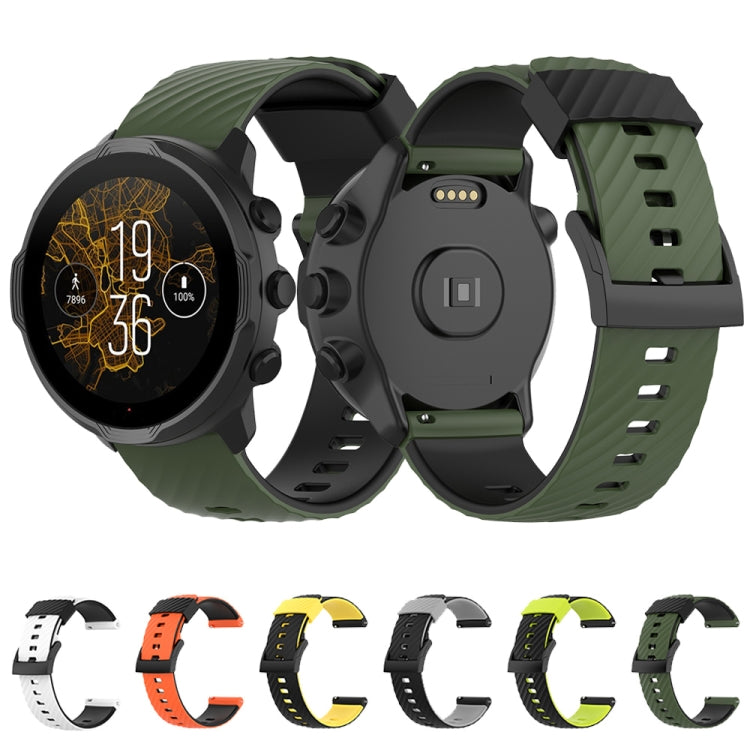 For Suunto 7 24mm Two-color Silicone Watch Band(Orange Black) by buy2fix