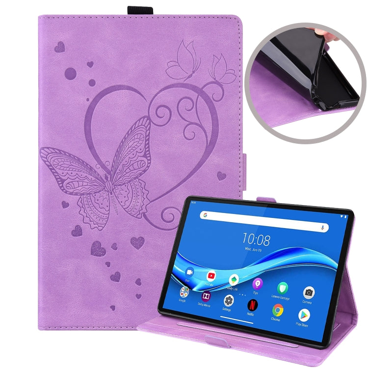 For Lenovo Tab M10 Plus TB-X606F TB-X606X Love Butterfly Pattern Horizontal Flip Leather Case with Holder(Purple) by buy2fix