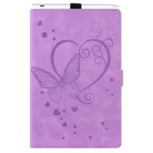 For Samsung Galaxy Tab A7 10.4 (2020) SM-T500 SM-T505 Love Butterfly Pattern Horizontal Flip Leather Case with Holder(Purple) by buy2fix