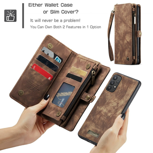 For Samsung Galaxy A32 5G CaseMe Detachable Multifunctional Horizontal Flip Leather Phone Case(Brown) by CaseMe