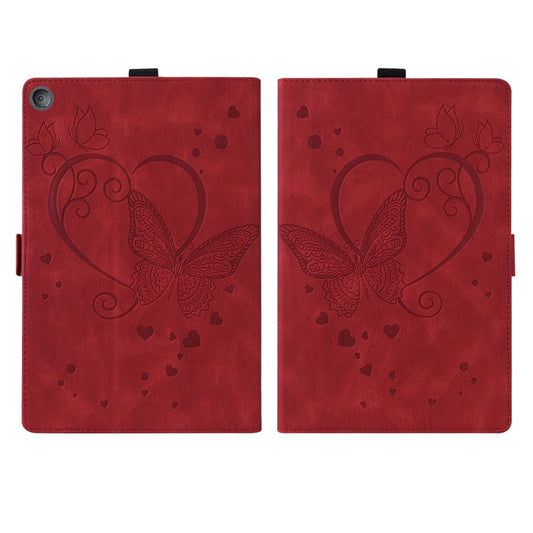 For Amazon Fire HD 8 (2015/2016/2017/2018) Love Butterfly Pattern Horizontal Flip Leather Case with Holder & Sleep / Wake-up Function(Red) by buy2fix