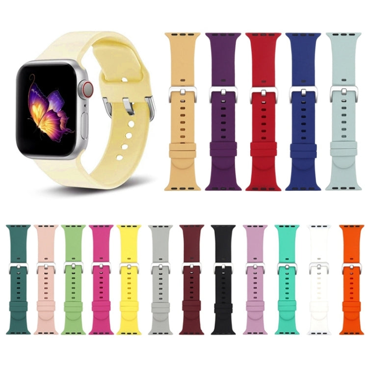 Silver Buckle Silicone Watch Band For Apple Watch Series 9&8&7 41mm / SE 3&SE 2&6&SE&5&4 40mm / 3&2&1 38mm(Walnut) by buy2fix