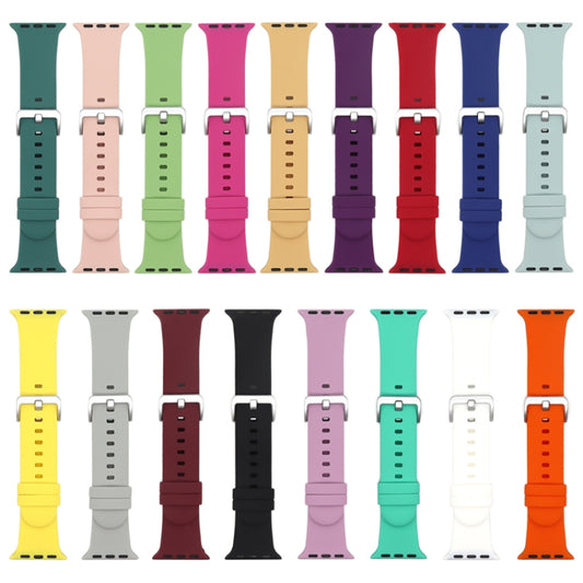 Silver Buckle Silicone Watch Band For Apple Watch Ultra 49mm&Watch Ultra 2 49mm / Series 9&8&7 45mm / SE 3&SE 2&6&SE&5&4 44mm / 3&2&1 42mm(White) by buy2fix