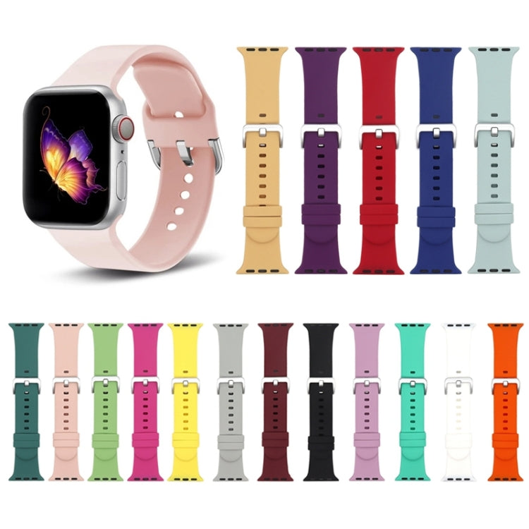 Silver Buckle Silicone Watch Band For Apple Watch Ultra 49mm&Watch Ultra 2 49mm / Series 9&8&7 45mm / SE 3&SE 2&6&SE&5&4 44mm / 3&2&1 42mm(White) by buy2fix
