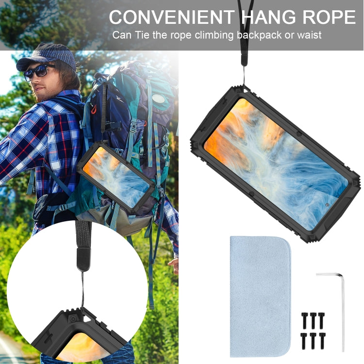 For Samsung Galaxy S21 FE R-JUST Shockproof Waterproof Dust-proof Metal + Silicone Protective Case with Holder(Black) by R-JUST