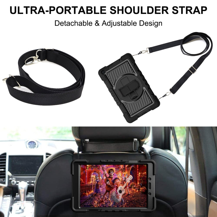 For Samsung Galaxy Tab A 8.0 2019 T290 360 Degree Rotation Contrast Color Shockproof Silicone + PC Case with Holder & Hand Grip Strap & Shoulder Strap(Black) by buy2fix