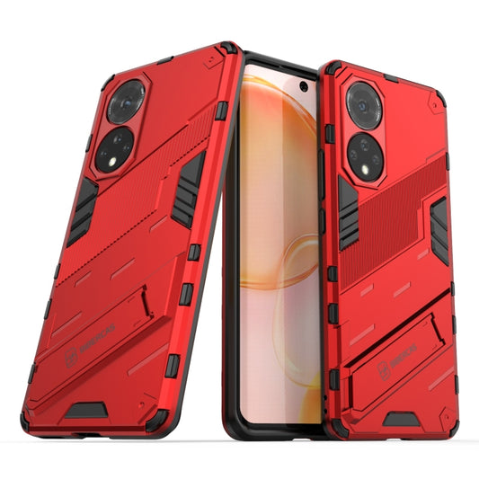 For Honor 50 Punk Armor 2 in 1 PC + TPU Shockproof Case with Invisible Holder(Red) by buy2fix