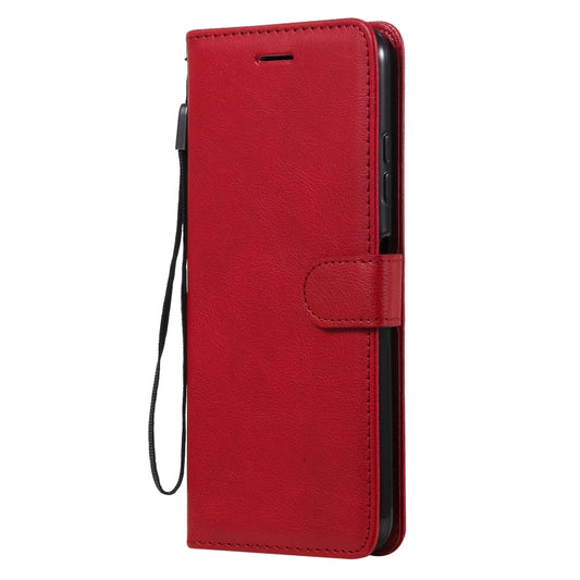 For Samsung Galaxy A22 5G Solid Color Horizontal Flip Protective Leather Case with Holder & Card Slots & Wallet & Photo Frame & Lanyard(Red) by buy2fix