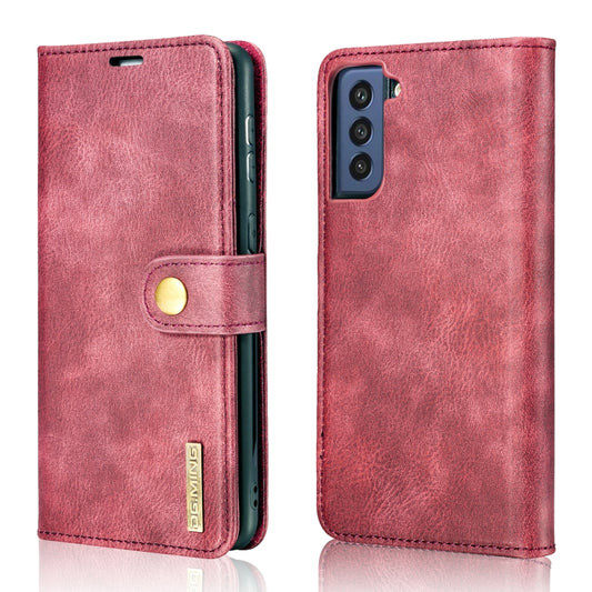 For Samsung Galaxy S21 FE DG.MING Crazy Horse Texture Flip Detachable Magnetic Leather Case with Holder & Card Slots & Wallet(Red) by DG.MING