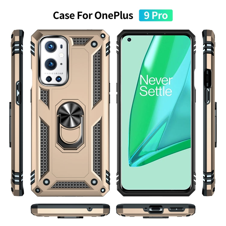 For OnePlus 9 Pro Shockproof TPU + PC Protective Case with 360 Degree Rotating Holder(Gold) by buy2fix