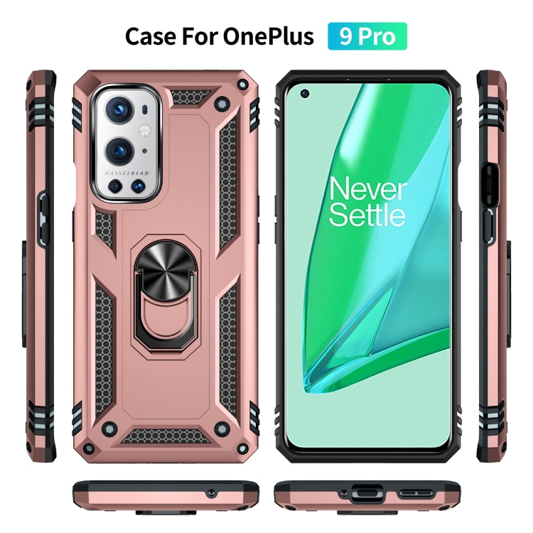 For OnePlus 9 Pro Shockproof TPU + PC Protective Case with 360 Degree Rotating Holder(Rose Gold) by buy2fix