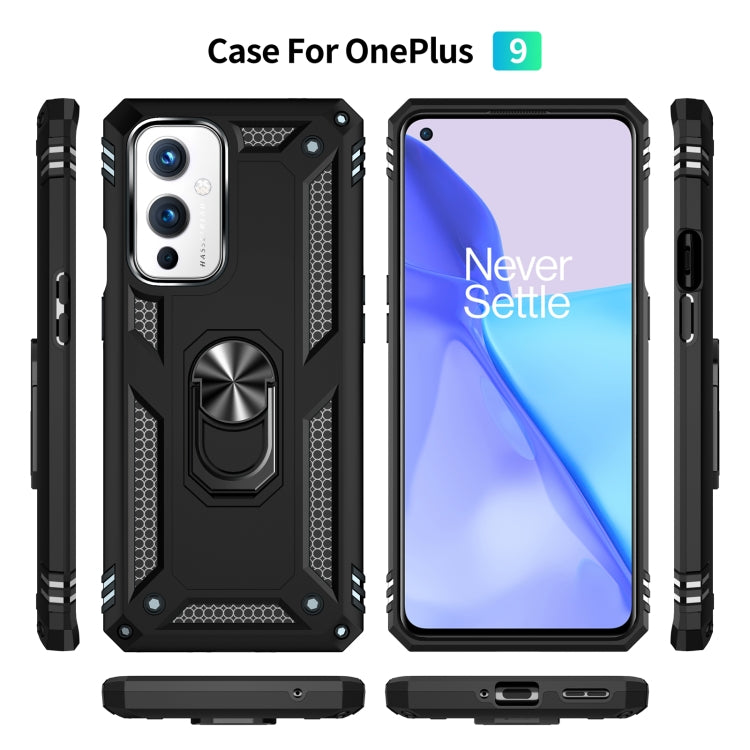 For OnePlus 9 Shockproof TPU + PC Protective Case with 360 Degree Rotating Holder(Black) by buy2fix