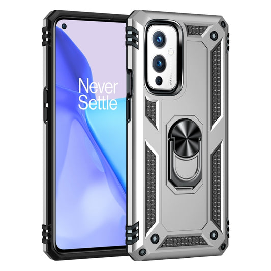 For OnePlus 9 Shockproof TPU + PC Protective Case with 360 Degree Rotating Holder(Silver) by buy2fix