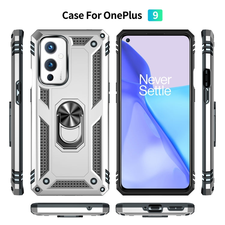 For OnePlus 9 Shockproof TPU + PC Protective Case with 360 Degree Rotating Holder(Silver) by buy2fix