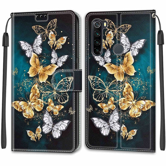 For Xiaomi Redmi Note 8 Voltage Coloured Drawing Magnetic Clasp Horizontal Flip PU Leather Case with Holder & Card Slots(C20 Gold Silver Flying Butterflies) by buy2fix
