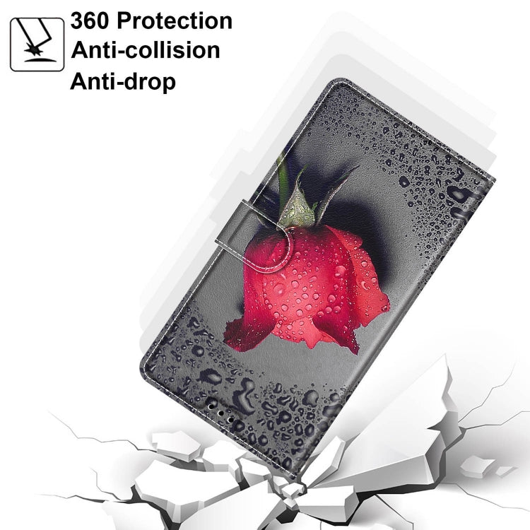 For Xiaomi Redmi Note 9 5G/ 9T Voltage Coloured Drawing Magnetic Clasp Horizontal Flip PU Leather Case with Holder & Card Slots(C14 Black Water Drop Rose) by buy2fix