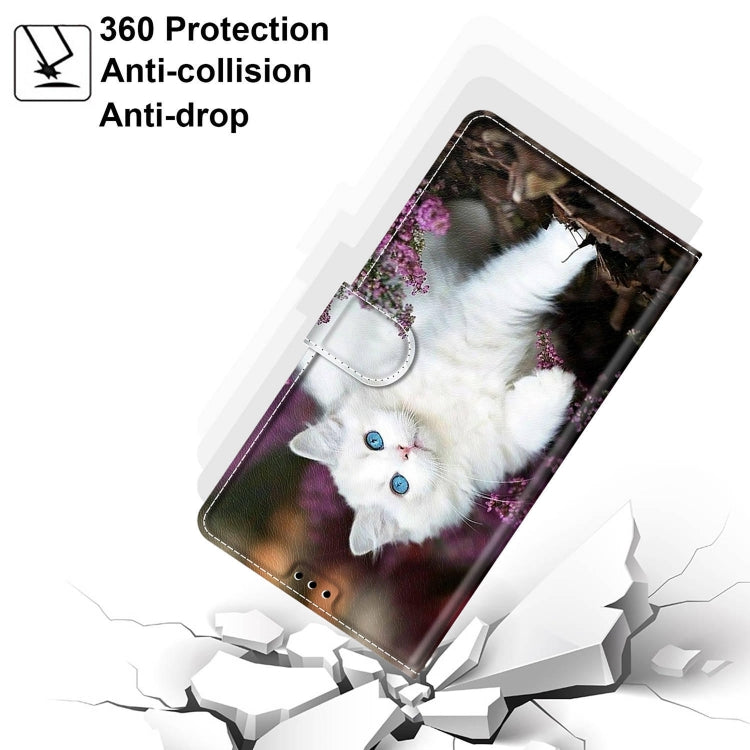 For Xiaomi Redmi Note 9/Redmi 10X 4G Voltage Coloured Drawing Magnetic Clasp Horizontal Flip PU Leather Case with Holder & Card Slots(C08 Flower Bush Big White Cat) by buy2fix