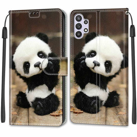 For Samsung Galaxy A32 5G Voltage Colored Drawing Magnetic Clasp Horizontal Flip PU Leather Case with Holder & Card Slots(C18 Wood Board Panda) by buy2fix