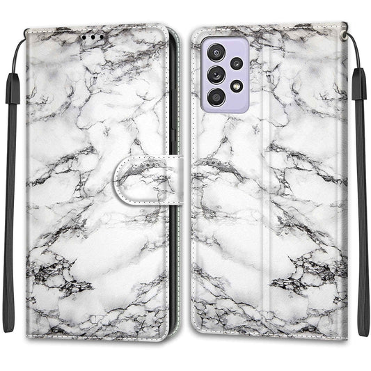 For Samsung Galaxy A52 5G Voltage Colored Drawing Magnetic Clasp Horizontal Flip PU Leather Case with Holder & Card Slots(C01 White Marble) by buy2fix
