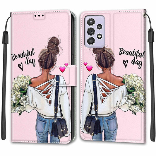 For Samsung Galaxy A52 5G Voltage Colored Drawing Magnetic Clasp Horizontal Flip PU Leather Case with Holder & Card Slots(C09 Hug Flower) by buy2fix