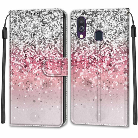 For Samsung Galaxy A40 Voltage Colored Drawing Magnetic Clasp Horizontal Flip PU Leather Case with Holder & Card Slots(C13 Silver Pink Glitter) by buy2fix