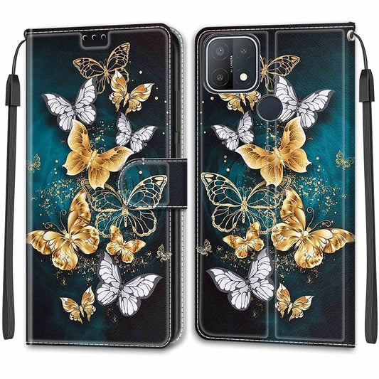 For OPPO A15 / A15s Voltage Coloured Drawing Magnetic Clasp Horizontal Flip PU Leather Case with Holder & Card Slots(C20 Gold Silver Flying Butterflies) by buy2fix