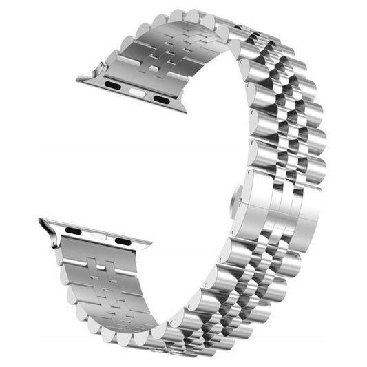 Man Five Beads Stainless Steel Watch Band, Width: 22mm For Apple Watch Ultra 49mm&Watch Ultra 2 49mm / Series 9&8&7 45mm / SE 3&SE 2&6&SE&5&4 44mm / 3&2&1 42mm(Silver) by buy2fix
