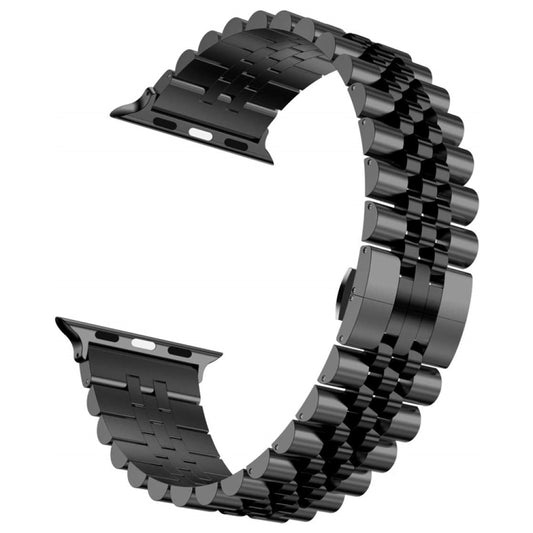 Man Five Beads Stainless Steel Watch Band, Width: 22mm For Apple Watch Series 9&8&7 41mm / SE 3&SE 2&6&SE&5&4 40mm / 3&2&1 38mm(Black) by buy2fix