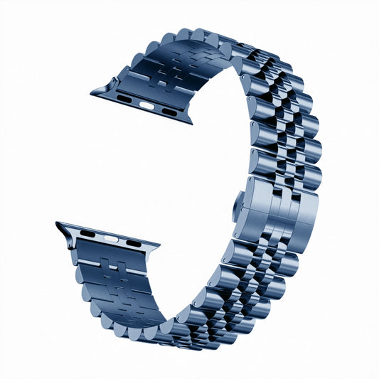 Man Five Beads Stainless Steel Watch Band, Width: 22mm For Apple Watch Series 9&8&7 41mm / SE 3&SE 2&6&SE&5&4 40mm / 3&2&1 38mm(Blue) by buy2fix