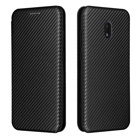 For Nokia C1 Plus Carbon Fiber Texture Horizontal Flip TPU + PC + PU Leather Case with Card Slot(Black) by buy2fix