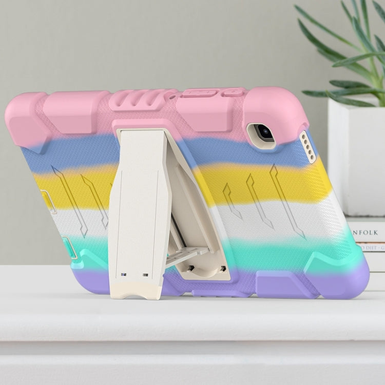 For Samsung Galaxy Tab A7 Lite 8.7 inch 2021 3-Layer Protection Screen Frame + PC + Silicone Shockproof Combination Case with Holder(Colorful Pink) by buy2fix