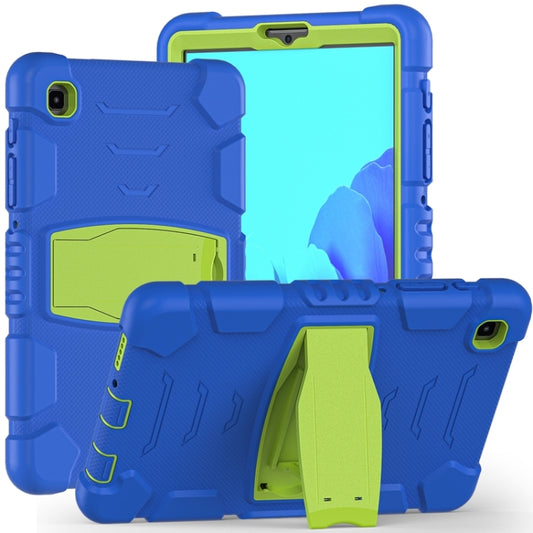 For Samsung Galaxy Tab A7 Lite 8.7 inch 2021 3-Layer Protection Screen Frame + PC + Silicone Shockproof Combination Case with Holder(Blue+Lime) by buy2fix