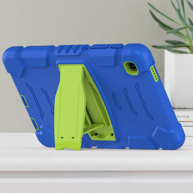 For Samsung Galaxy Tab A7 Lite 8.7 inch 2021 3-Layer Protection Screen Frame + PC + Silicone Shockproof Combination Case with Holder(Blue+Lime) by buy2fix