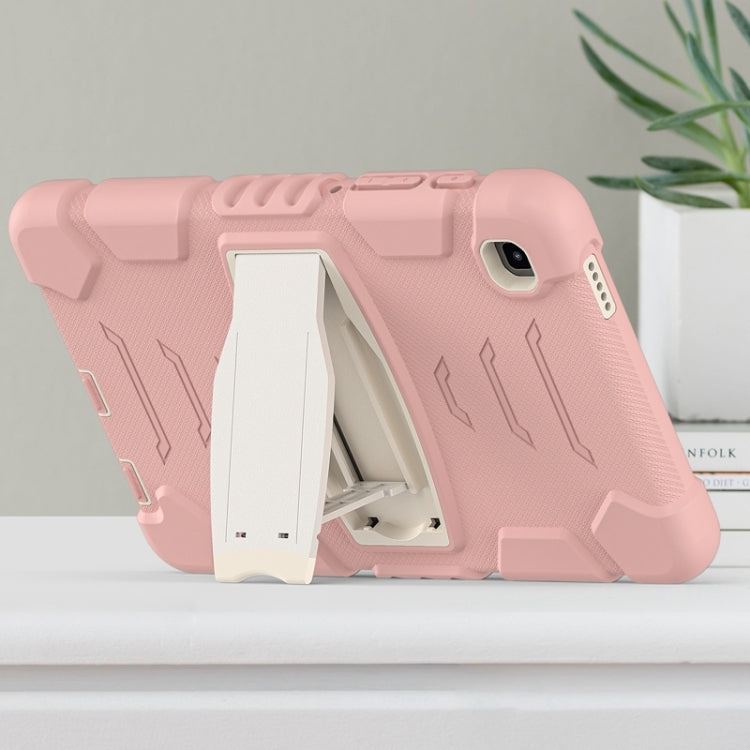 For Samsung Galaxy Tab A7 Lite 8.7 inch 2021 3-Layer Protection Screen Frame + PC + Silicone Shockproof Combination Case with Holder(Cherry Blossoms Pink) by buy2fix