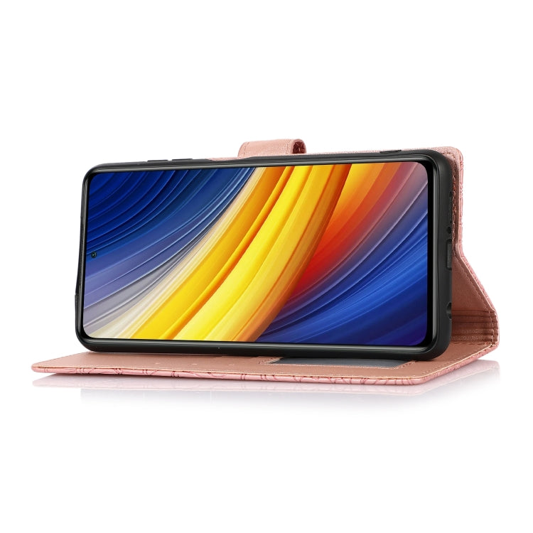 For Xiaomi POCO X3 NFC / X3 Pro / X3 Skin Feel Embossed Sunflower Horizontal Flip Leather Case with Holder & Card Slots & Wallet & Lanyard(Rose Gold) by buy2fix