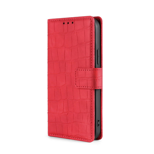 For Samsung Galaxy A22 5G Skin Feel Crocodile Texture Magnetic Clasp Horizontal Flip PU Leather Case with Holder & Card Slots & Wallet(Red) by buy2fix