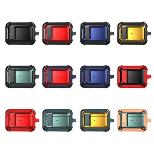 Wireless Earphones Shockproof Bumblebee Silicone Protective Case with Switch For AirPods Pro(Orange Green) by buy2fix