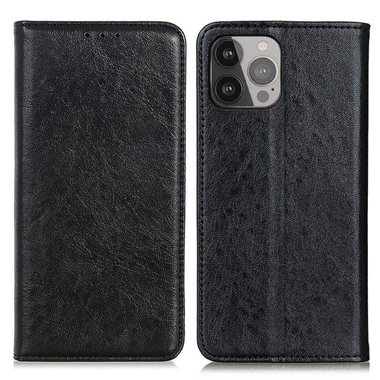 For iPhone 13 Pro Max Magnetic Crazy Horse Texture Horizontal Flip Leather Case with Holder & Card Slots & Wallet (Black) by buy2fix