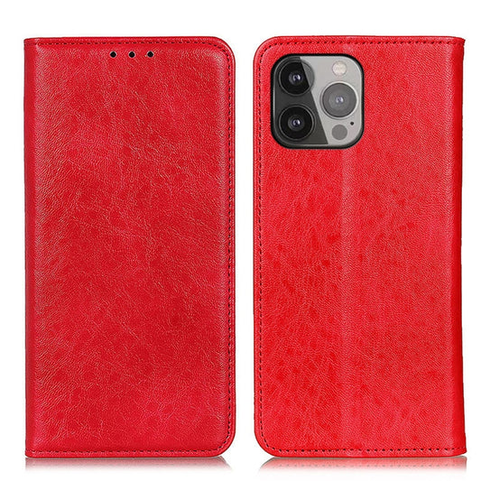 For iPhone 13 Pro Max Magnetic Crazy Horse Texture Horizontal Flip Leather Case with Holder & Card Slots & Wallet (Red) by buy2fix