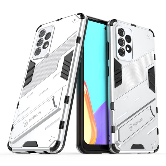 For Samsung Galaxy A52 5G Punk Armor 2 in 1 PC + TPU Shockproof Case with Invisible Holder(White) by buy2fix