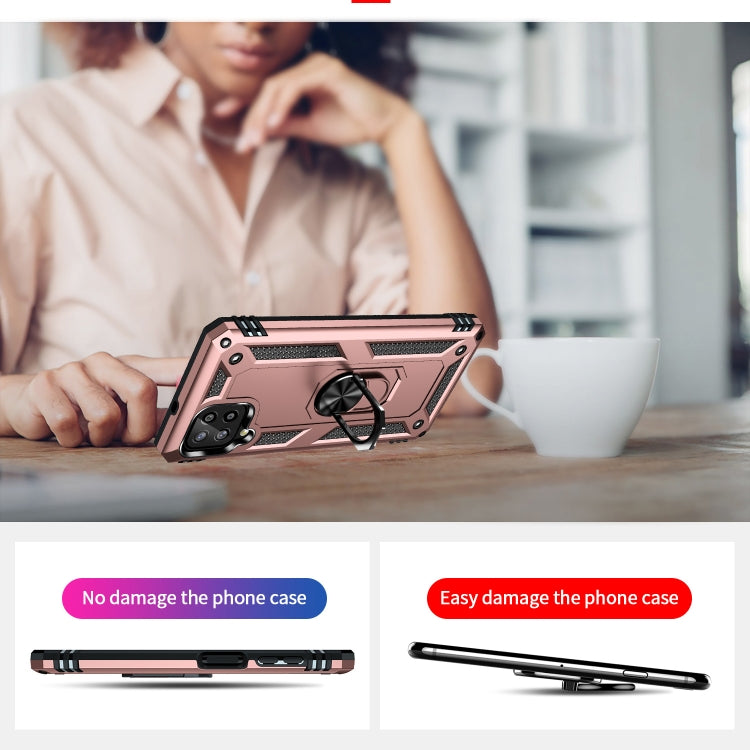 For Samsung Galaxy A22 4G Shockproof TPU + PC Protective Case with 360 Degree Rotating Holder(Rose Gold) by buy2fix