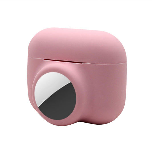 2 in 1 Shockproof Full Coverage Silicone Protective Case For AirPods Pro / AirTag(Pink) by buy2fix