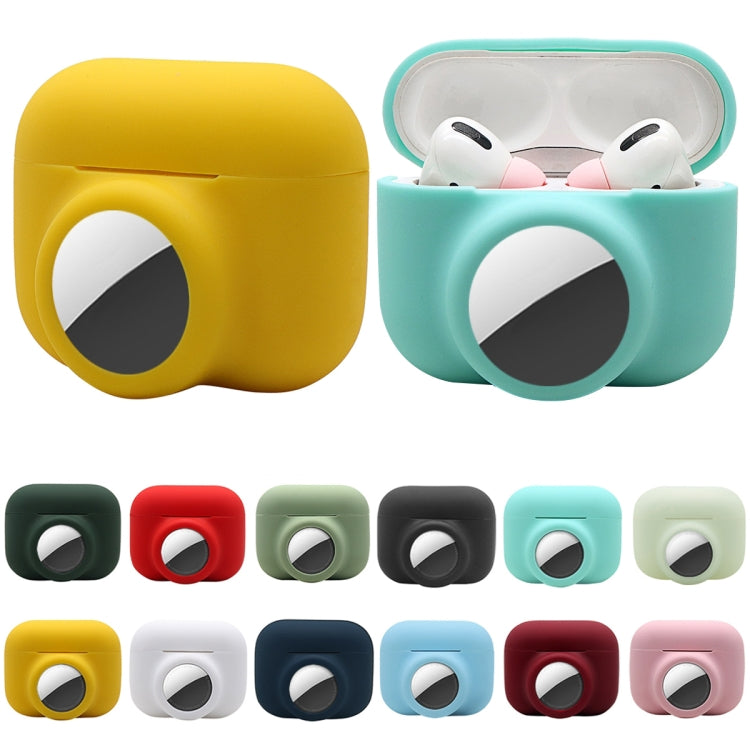 2 in 1 Shockproof Full Coverage Silicone Protective Case For AirPods Pro / AirTag(Teal) by buy2fix