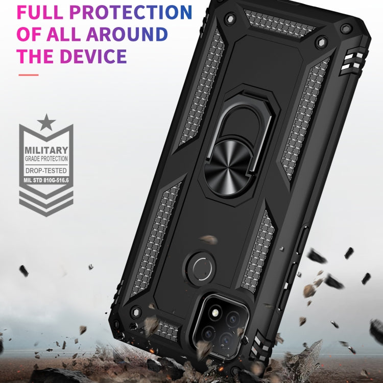 For OPPO A15 Shockproof TPU + PC Protective Case with 360 Degree Rotating Holder(Black) by buy2fix