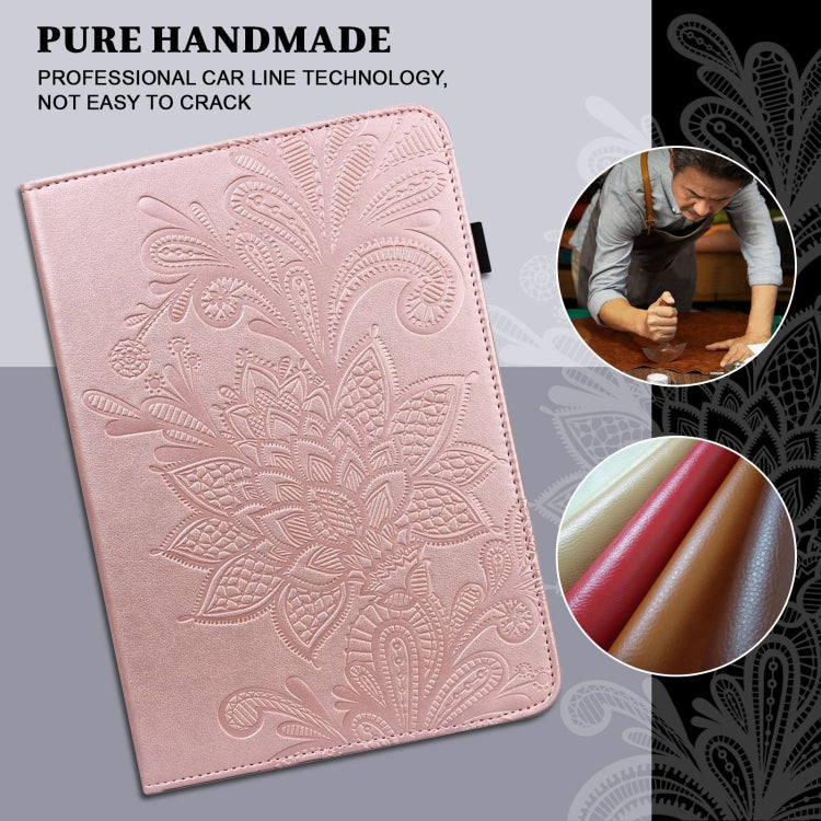 For Samsung Galaxy Tab A7 10.4 2020 SM-T500/SM-T505 Lace Flower Embossing Pattern Horizontal Flip Leather Case with Holder & Card Slots & Wallet & Photo Frame(Rose Gold) by buy2fix