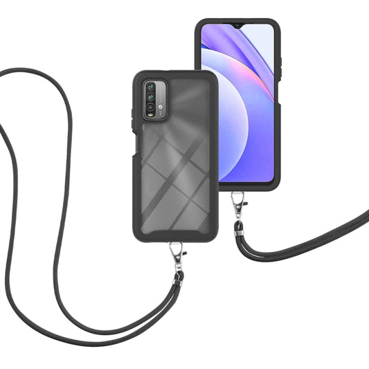 For Xiaomi Poco M3 / Redmi Note 9 4G / Redmi 9 Power / Redmi 9T Starry Sky Solid Color Series Shockproof PC + TPU Protective Case with Neck Strap(Black) by buy2fix