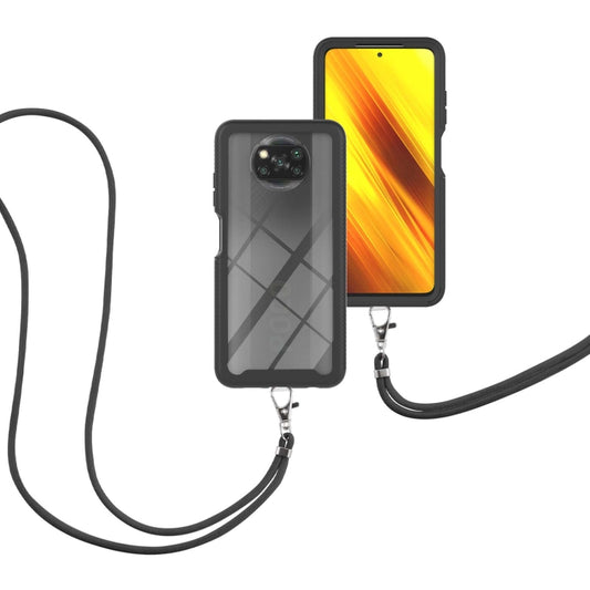 For Xiaomi Poco X3 NFC Starry Sky Solid Color Series Shockproof PC + TPU Protective Case with Neck Strap(Black) by buy2fix