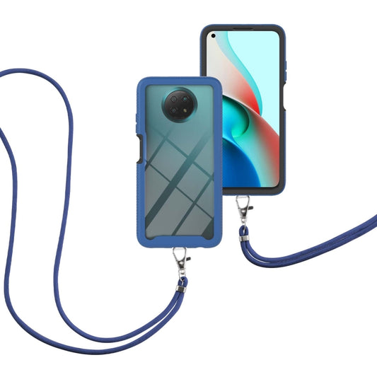 For Xiaomi Redmi Note 9 5G / Redmi Note 9T 5G Starry Sky Solid Color Series Shockproof PC + TPU Protective Case with Neck Strap(Blue) by buy2fix