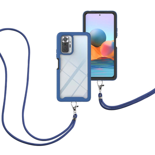 For Xiaomi Redmi Note 10 Pro / Redmi Note 10 Pro Max Starry Sky Solid Color Series Shockproof PC + TPU Protective Case with Neck Strap(Blue) by buy2fix