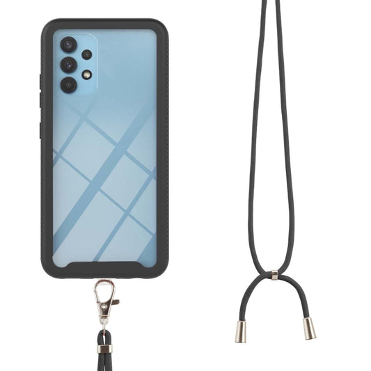 For Samsung Galaxy A32 5G Starry Sky Solid Color Series Shockproof PC + TPU Protective Case with Neck Strap(Black) by buy2fix